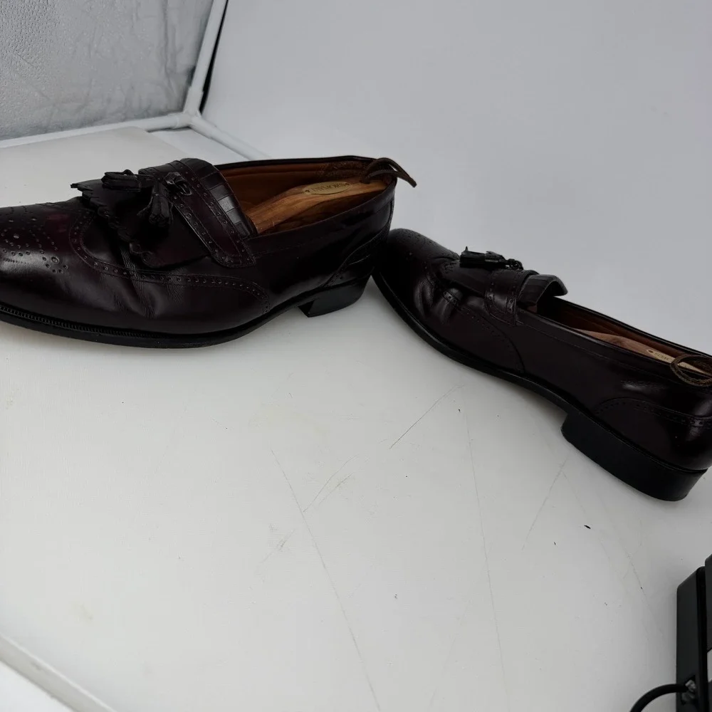 Bostonian Classics First Flex Shoes 12M Burgundy Leather Kiltie Tassel Wingtip